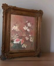 Vintage Homco Home Interior Floral Picture Syroco Wood Look Flowers Wall Hanging picture