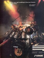 1987 Print Ad of Sonor Drum Kit w Nicko McBrain of Iron Maiden picture