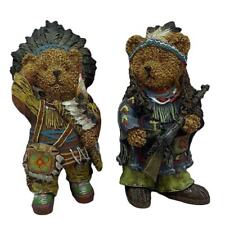 Native American Indian Bear Figurines Set of 2 5