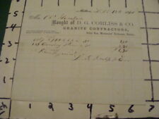 Orig Billhead -- 1870 MILTON MA -- D G CORLISS co -- GRANITE CONTRACTORS -- picture