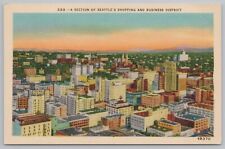 Linen~Seattle Washington~Downtown Birdseye View~Vintage Postcard picture