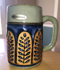 Vintage Rare Otagiri Japan Stoneware Blue Gray Vines Tall Mug - 5-1/4 Inches picture
