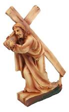 Passion Of Jesus Christ Carrying The Cross In Faux Cedar Wood Finish Figurine picture