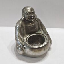SEATED BUDDHA FIGURINE - VINTAGE - Chrome Plated Over Copper picture