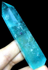 ANDARA Crystal BLUE Bliss Mono Atomic REIKI Tower Point WAND Blue 61 gram picture