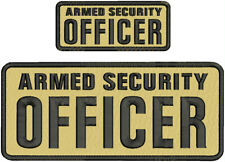ARMED SECURITY OFFICER EMB PATCH 10X4 & 5X2 HOOK ON BACK BLACK ON TAN picture