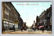 Spokane WA-Washington, First Ave West Of Wall St, Antique, Vintage Postcard picture
