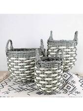 3-Pack Stackable Hand Woven Wicker Storage And Laundry Basket With Handles picture
