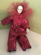 Unbranded vintage porcelain head hands & feet pink mardi gras jester 7 in  doll picture