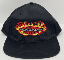 Vintage Harley Davidson Motorcycles Flames Shield Logo Snapback Hat Cap Rare picture