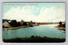 Kittery ME-Maine, Panorama View Of Town And Navy Yard, Antique Vintage Postcard picture