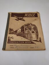 Vintage 1950s Whiz Composition School Book Notebook Train & Airplane 50s Prop picture