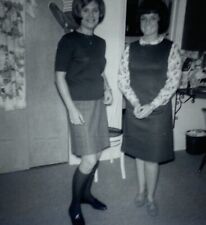 Two Smiling Woman Standing In House B&W Photograph 3.5 x 3.5 picture