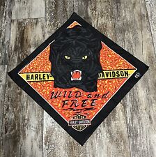 Vintage Harley Davidson Wild And Free Bandana Handkerchief Black Panther picture