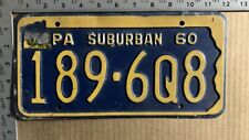 1960 Pennsylvania suburban license plate 189-6Q8 YOM DMV Ford Chevy Dodge 15112 picture