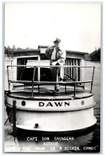 Capt. Don Saunders Where The Moon Is Silver Canoe Dawn RPPC Photo Postcard picture