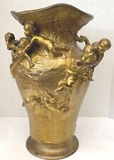 AN IMPORTANT L. Coustaury Rare 19C French Gilt Bronze Vase Cherubs Figurine     picture