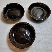 3 VINTAGE Rustic Volcano Small CERAMIC DISHES~ 5 in by 1.25 in picture