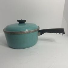 Vintage Teal Blue Aqua CLUB Pot W/ Lid Metal Cookware 8