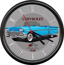 Licensed 1958 Impala Blue 2 Door Sedan Chevrolet General Motors Sign Wall Clock picture