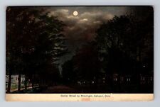Ashland OH-Ohio, Center Street by Moonlight, Antique Souvenir Vintage Postcard picture