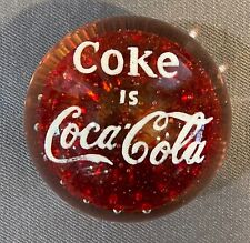 Coke is Coca Cola Advertising Glass Paperweight (red) picture