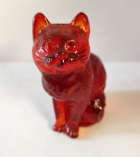 Vintage Mosser Glass Cat Ruby Red Sitting Kitten Figurine 3