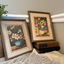 vintage framed floral prints picture