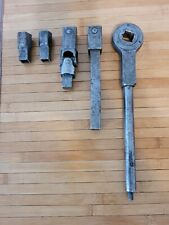 5 Antiq L.S. Starrett No 443 Reversible Ratcheting Wrench Extensions Sockets.OBO picture