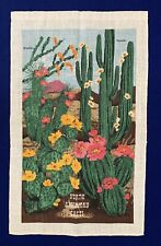 Vintage Southwestern theme Tea Towel Linen BOHO Wall Art Cactus Cacti picture