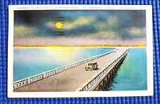 Vtg Causeway to Pass-A-Grille FL at Night St Petersburg Sunshine City Postcard picture