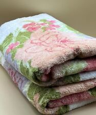 Vintage Fieldcrest Rose Floral Lot Of 2 Bath Towels Fringe 60s 70s New ***Read** picture