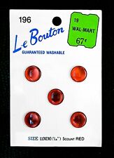 LE BOUTON - 196 - Vintage Red Glass Shank Sewing Buttons 5 Ea. 11 mm - 7/16