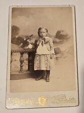 Cabinet Card Young Boy Painted Shipwreck Backdrop US Portrait Co. Brooklyn, N.Y. picture