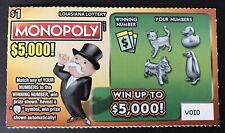 Monopoly Theme Instant SV Lottery Ticket, Louisiana ,  no cash value picture