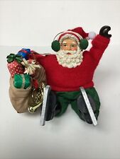 Santa Claus Christmas Ornament Toy Bag Ice Skates Paper Mache Shelf Sitter picture