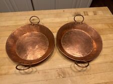 2 Vintage Antique Hand Hammered Copper Pan / Pot Handles 9 1/2” Heavy & Thick picture