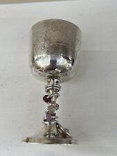 Judaica Kiddish Cup SilverPlate Beautiful Etching And Colorful Purple Pink Beads picture