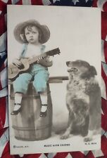 RPPC PHOTO POSTCARD OF PRETTY LITTLE GIRL AND HER PET COLLIE DOG. picture