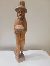 VINTAGE CARVED WOOD MAN AND DOG  picture