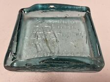 vintage glass ashtray blue green Mexico square airbubbles handmade picture