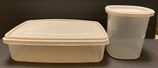 Rubbermaid Servin Saver # 7- 17 Cup & #5-1.6 Qt. Containers - Almond Lids - USA picture