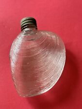RARE Antique Clam Shell Clear Glass Flask picture