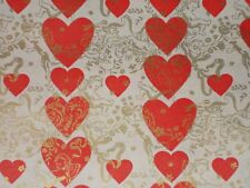 VTG VALENTINE'S DAY HEART WRAPPING PAPER GIFT WRAP 2 YARDS NOS 1950 CUPID  picture
