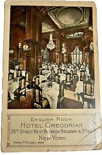 Antique 1918 Postcard to WWI Soldier Hotel Gregorian English Room NY Restaurant picture
