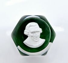 Baccarat Patrick Henry Crystal Glass Paperweight Green Base 2.75