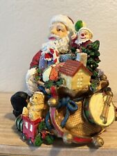 Vintage Resin Santa With A Sackful Of Toys Musical “ Santa Claus Is Coming “ picture