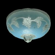 VINTAGE CEILING LIGHT LAMP SHADE GLOBE 3 Hole Medium Blue Frosted Glass #17 picture