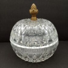 Vintage Mid Century Indiana Glass Brass Acorn Finial Covered Candy Dish picture