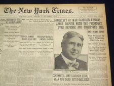 1916 FEBRUARY 11 NEW YORK TIMES - SECRETARY OF WAR GARRISON RESIGNS - NT 9032 picture